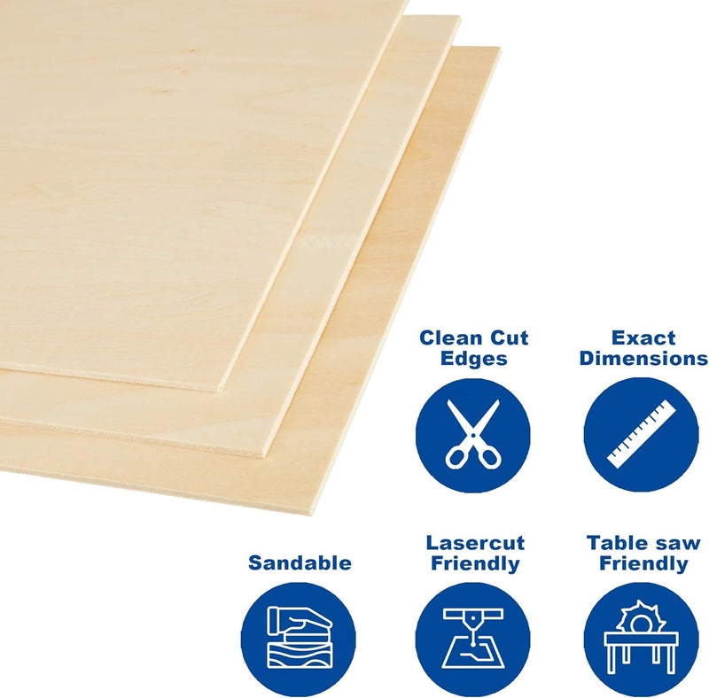 Craftiff Plywood Sheet Board Squares, A Grade, 12 x 12 inch, 1.5mm Thick, Pack of 5 Unfinished Wood for Crafts Basswood by - Image 4